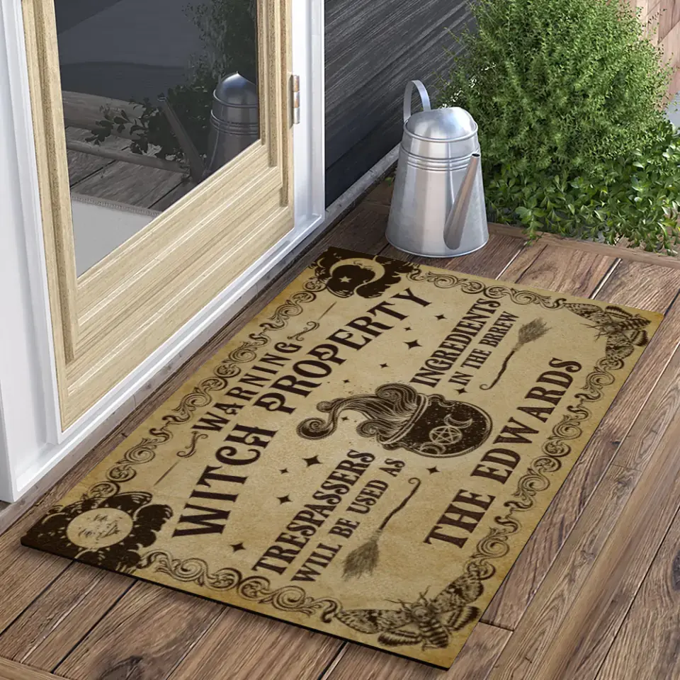 Warning Witch Property - Personalized Doormat - Halloween Gift For Family Couple | 308IHPLNRR995 - Image 3