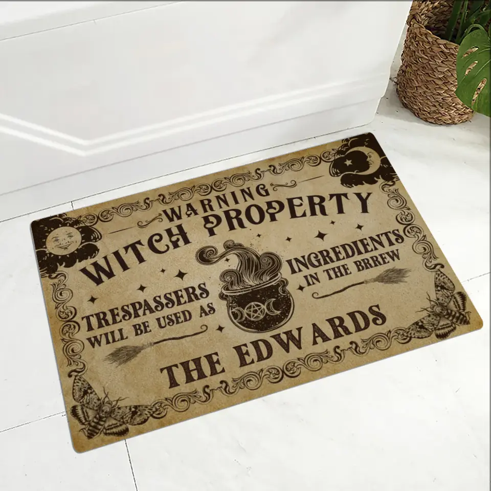 Warning Witch Property - Personalized Doormat - Halloween Gift For Family Couple | 308IHPLNRR995 - Image 5