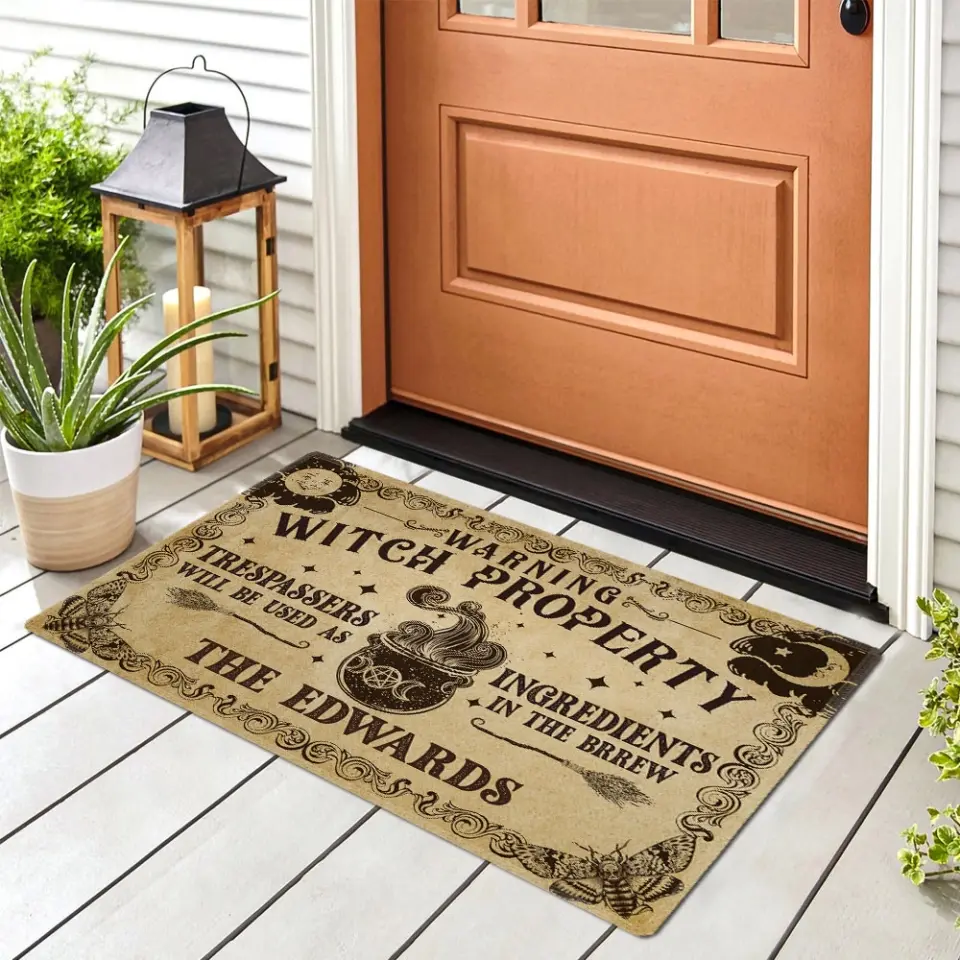 Warning Witch Property - Personalized Doormat - Halloween Gift For Family Couple | 308IHPLNRR995 - Image 7