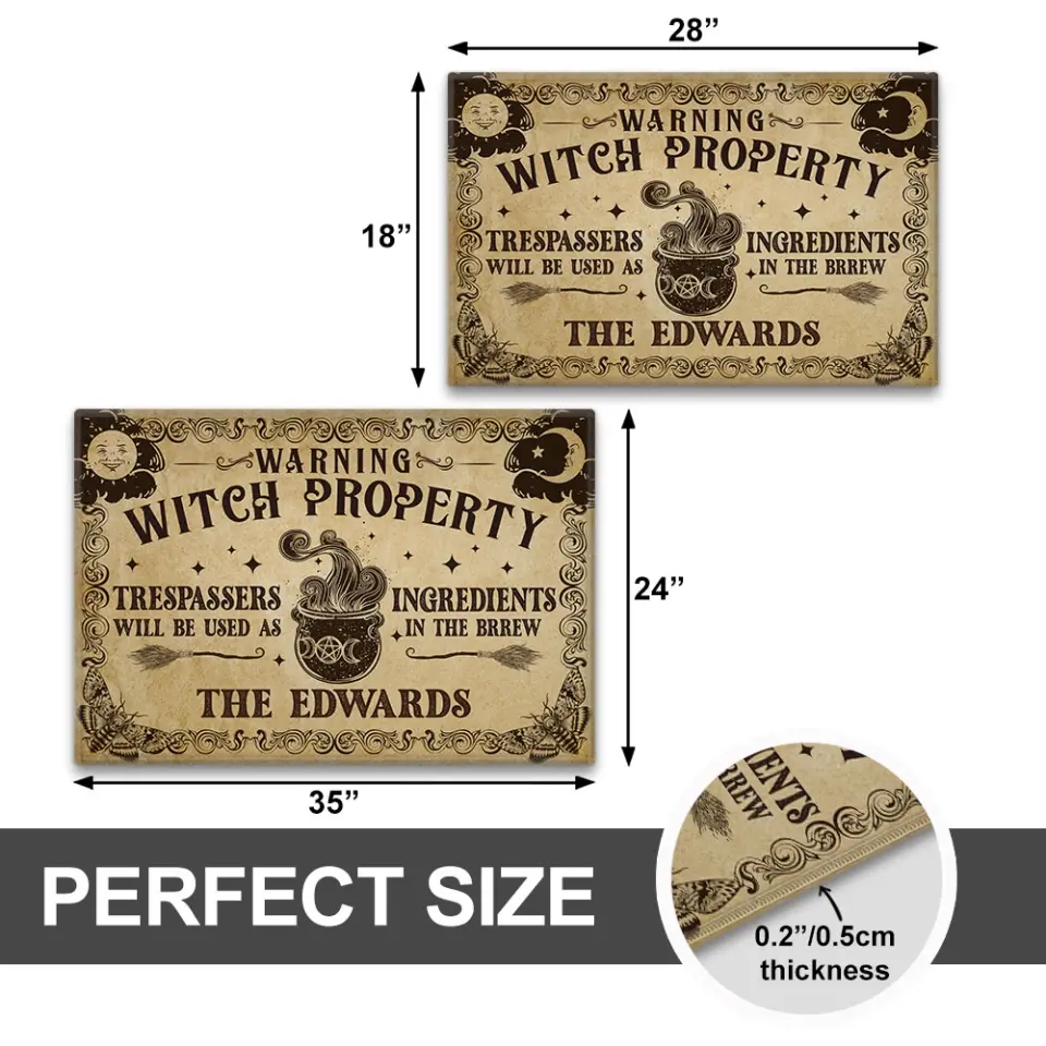 Warning Witch Property - Personalized Doormat - Halloween Gift For Family Couple | 308IHPLNRR995 - Image 9
