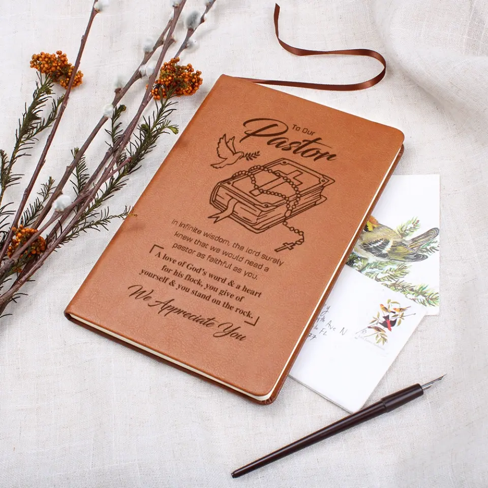 We Appreciate Our Pastor - Personalized Graphic Leather Journal - Pastor Gift - Image 4