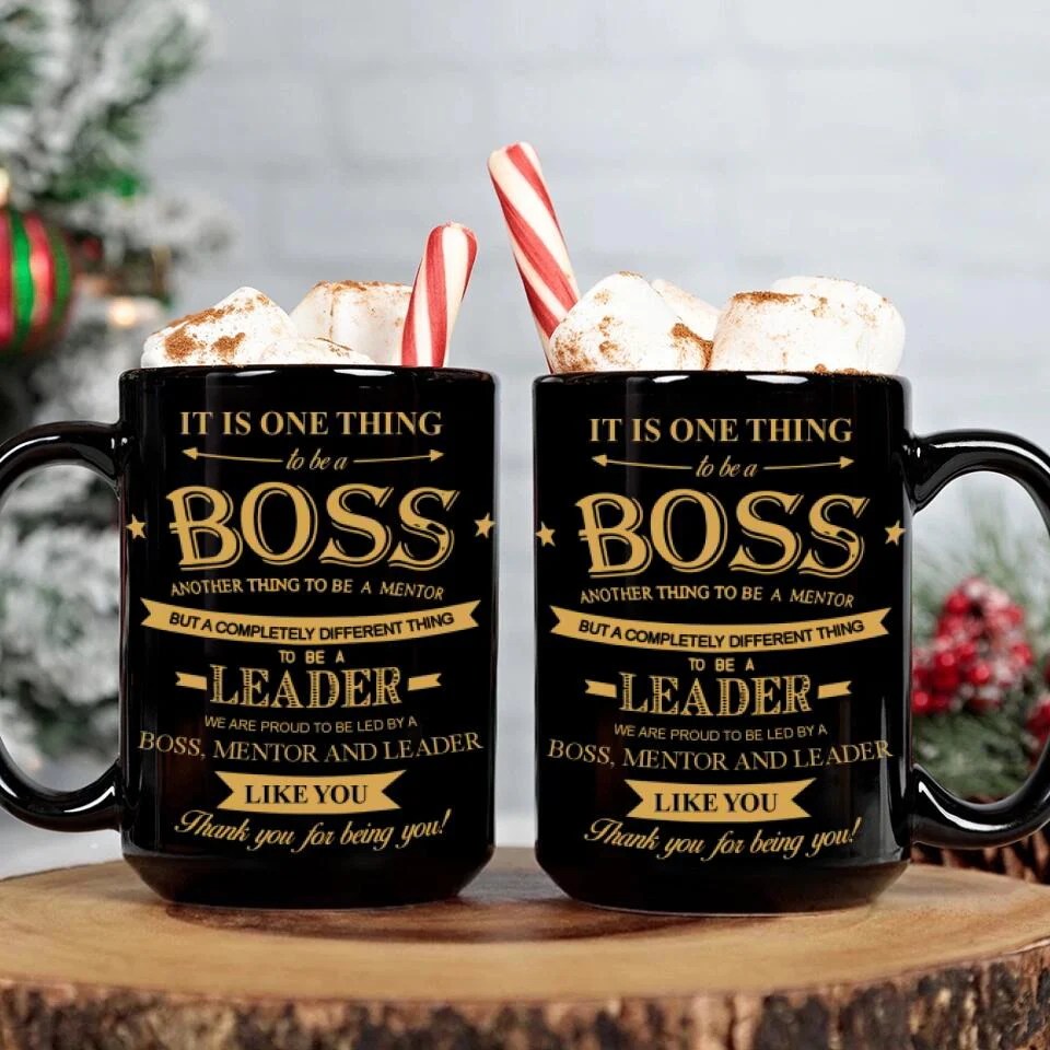 We Are Proud To Be Led By Boss Mentor and Leader - Personalized Black Mug - Gifts For Your Boss - Image 5