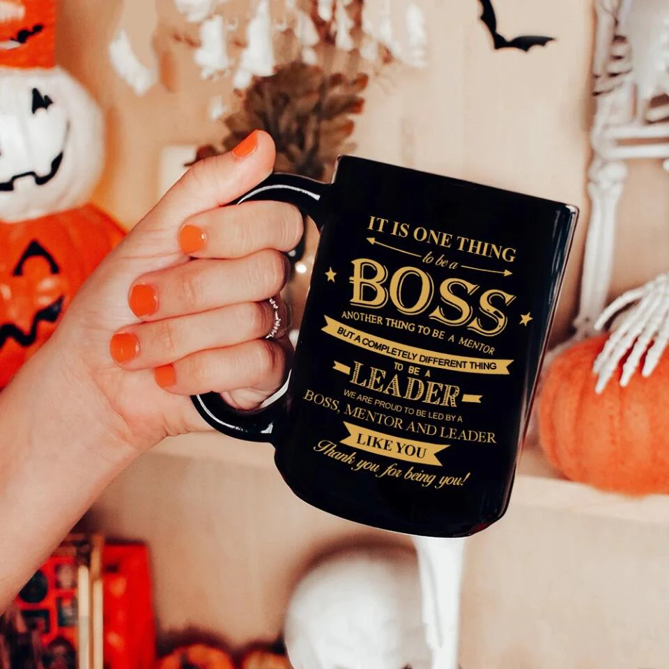 We Are Proud To Be Led By Boss Mentor and Leader - Personalized Black Mug - Gifts For Your Boss - Image 7