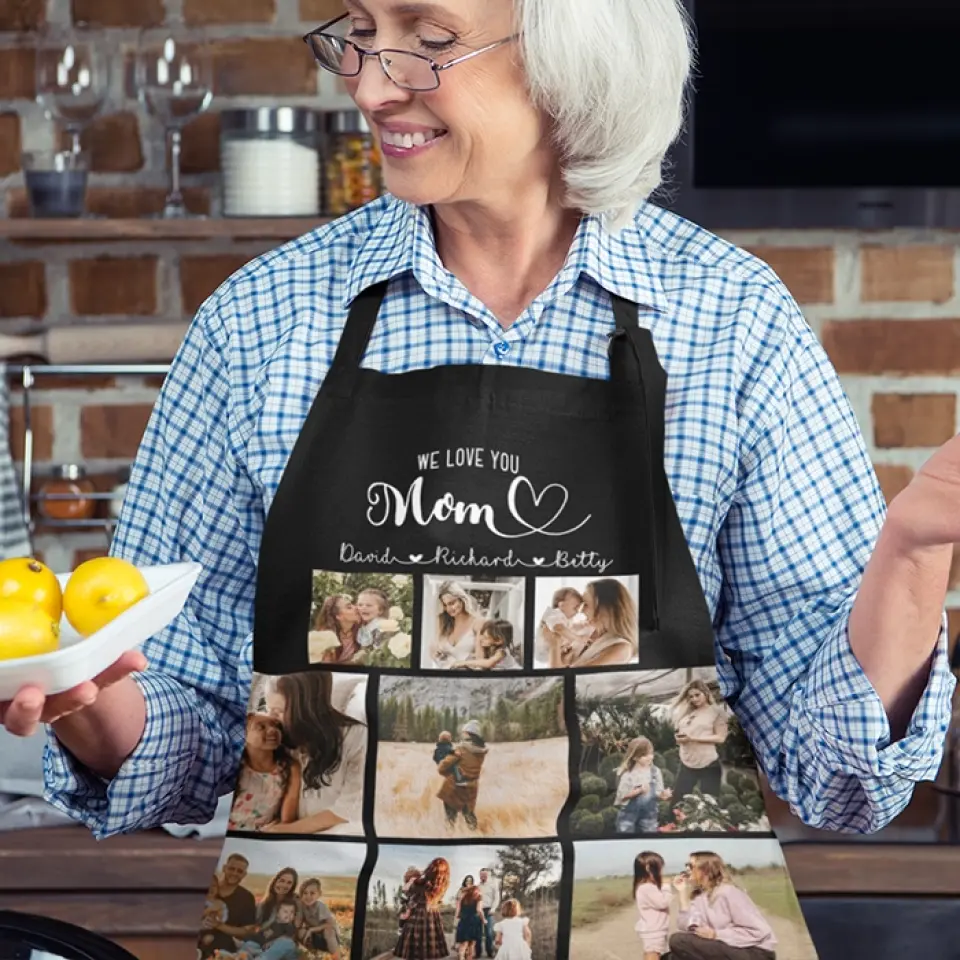 We Love You Mom Multiple Backgrounds Personalized Cooking Kitchen Apron - Image 9
