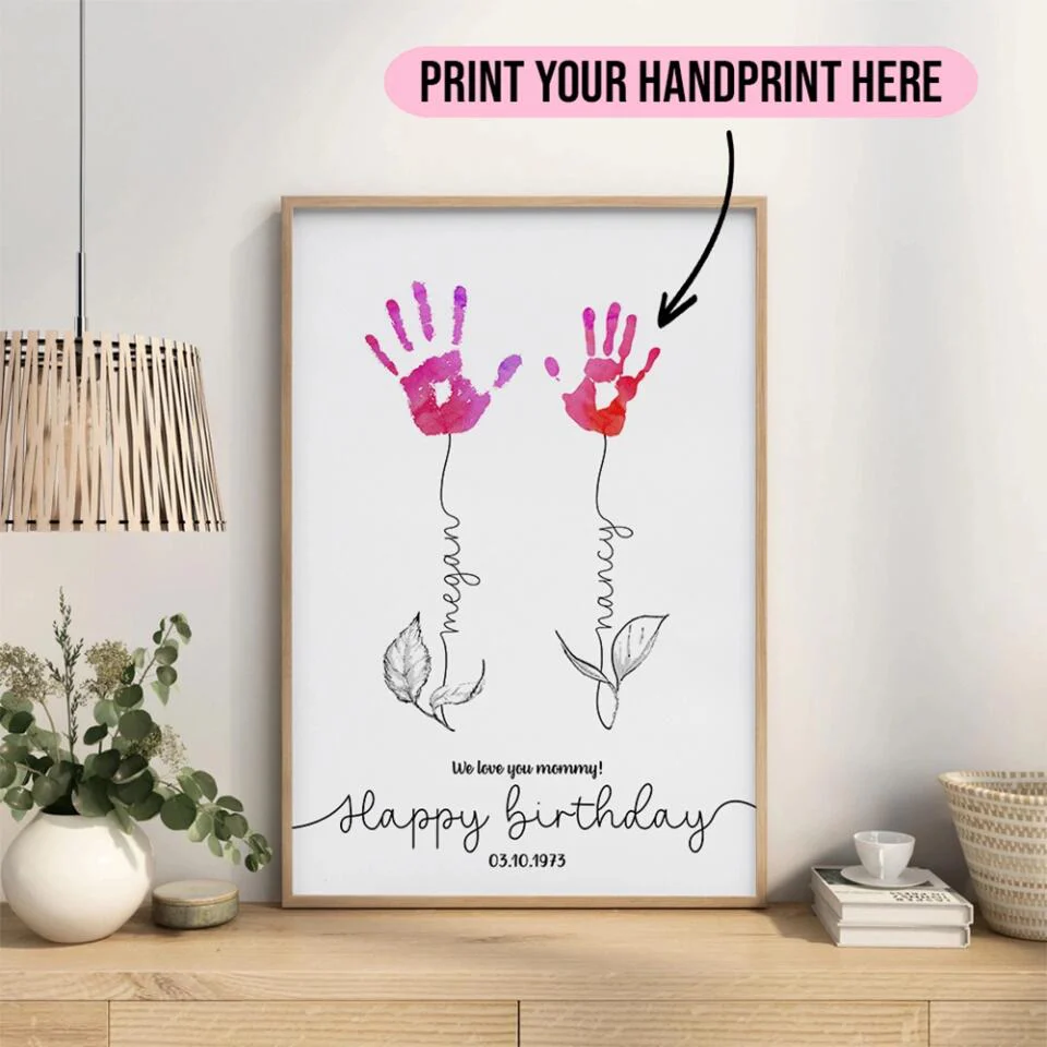 We Love You Mommy Handprint - Custom Canvas Poster - Birthday Gift For Mom - Image 10