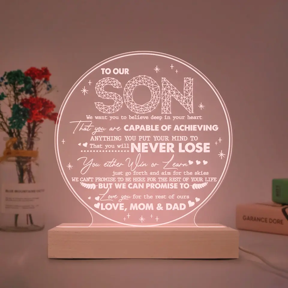 We Want You To Believe In Your Heart - Personalized 3D LED Light With Wooden Base - Image 3