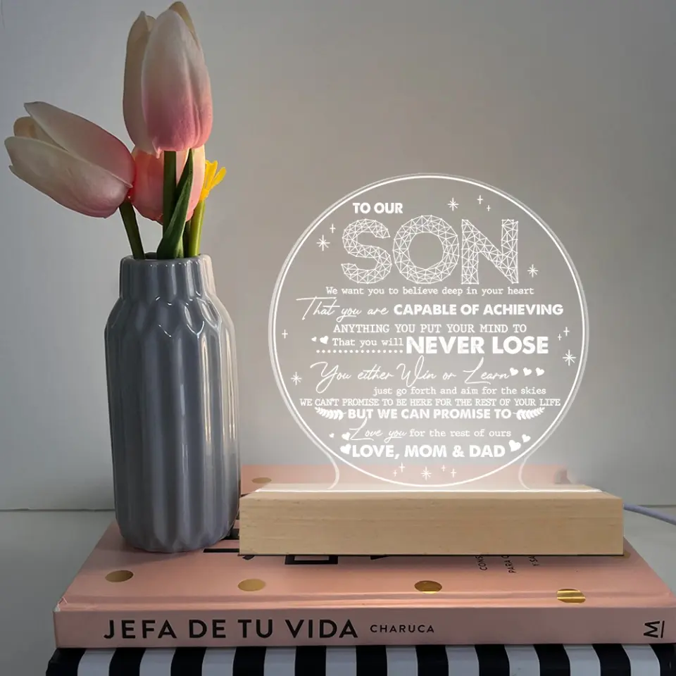We Want You To Believe In Your Heart - Personalized 3D LED Light With Wooden Base - Image 4