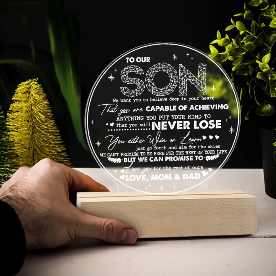 We Want You To Believe In Your Heart - Personalized 3D LED Light With Wooden Base - Image 5
