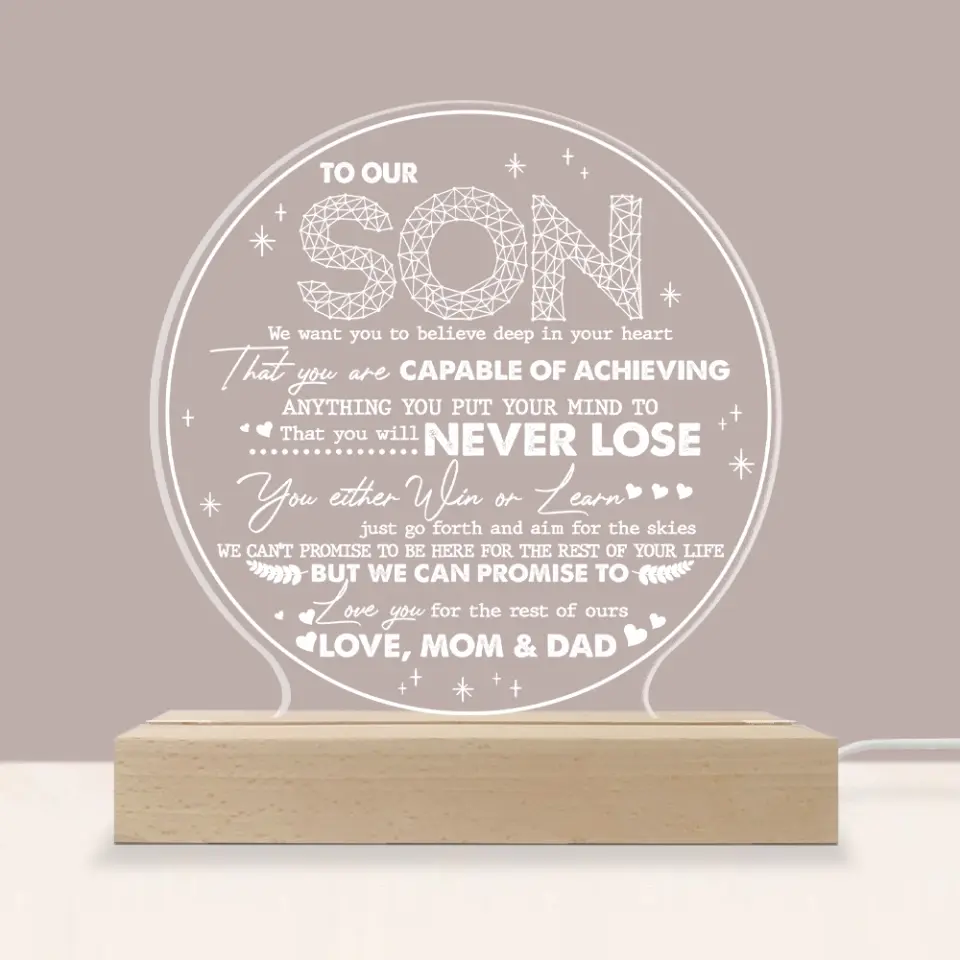 We Want You To Believe In Your Heart - Personalized 3D LED Light With Wooden Base - Image 7