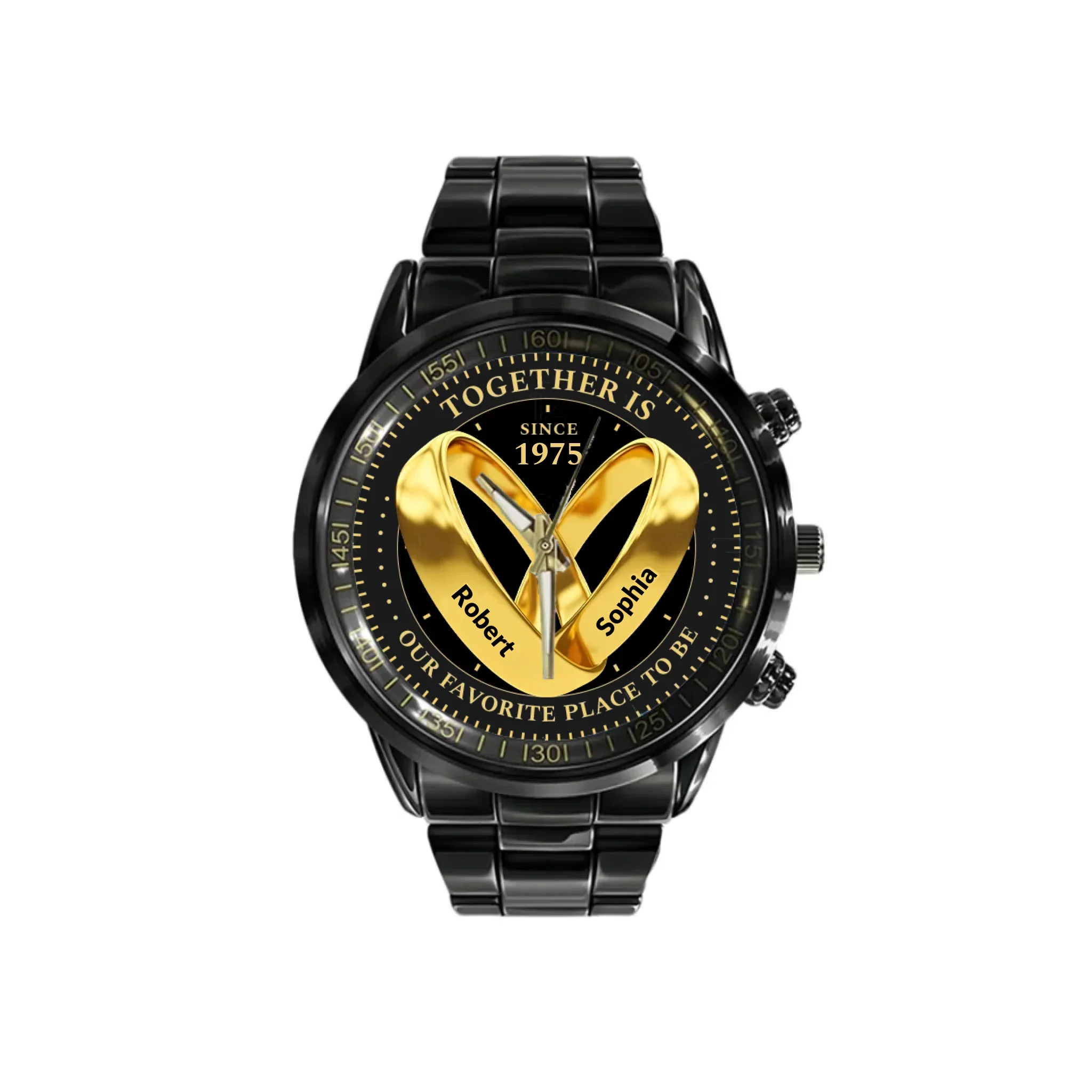 Wedding Rings - Custom Anniversary Printed Stainless Steel Watch - Best Romantic Gift for Husband, Boyfriend - Image 2