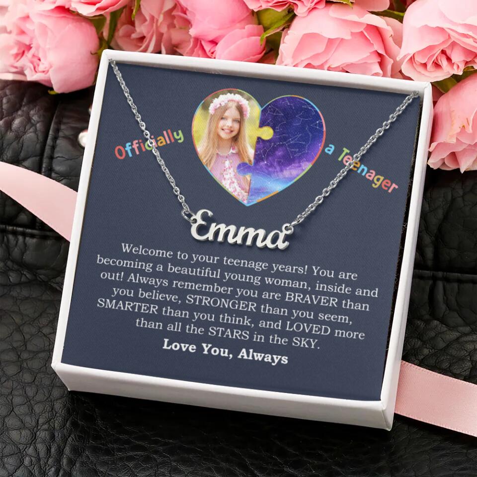 Officially a Teenager, Welcome to Your Teenager Years - Personalized Necklace - Gift for Girls, Daughter or Niece - Image 2