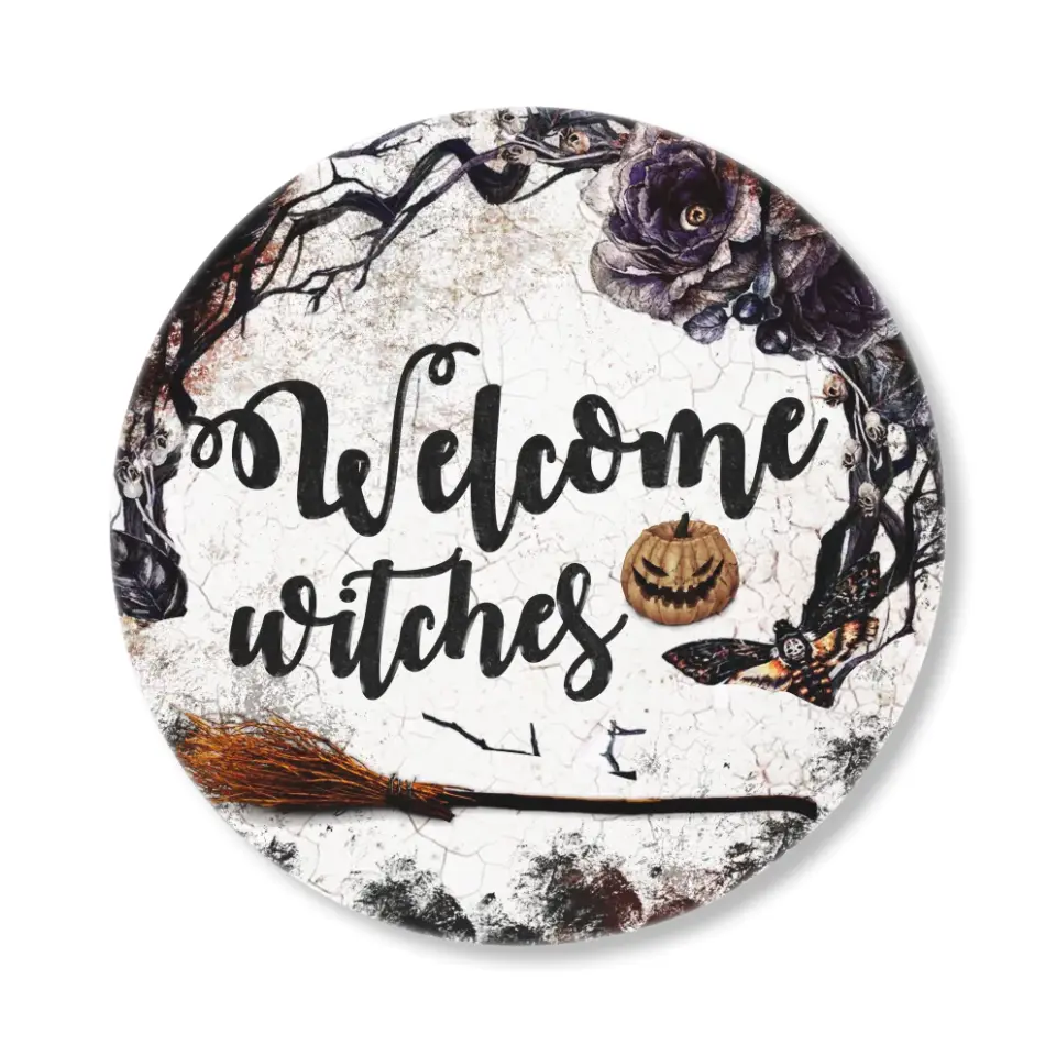Welcome Witches - Round Wooden Sign - Gift For Witch Lovers Halloween Gifts | 208IHNRW549 - Image 4