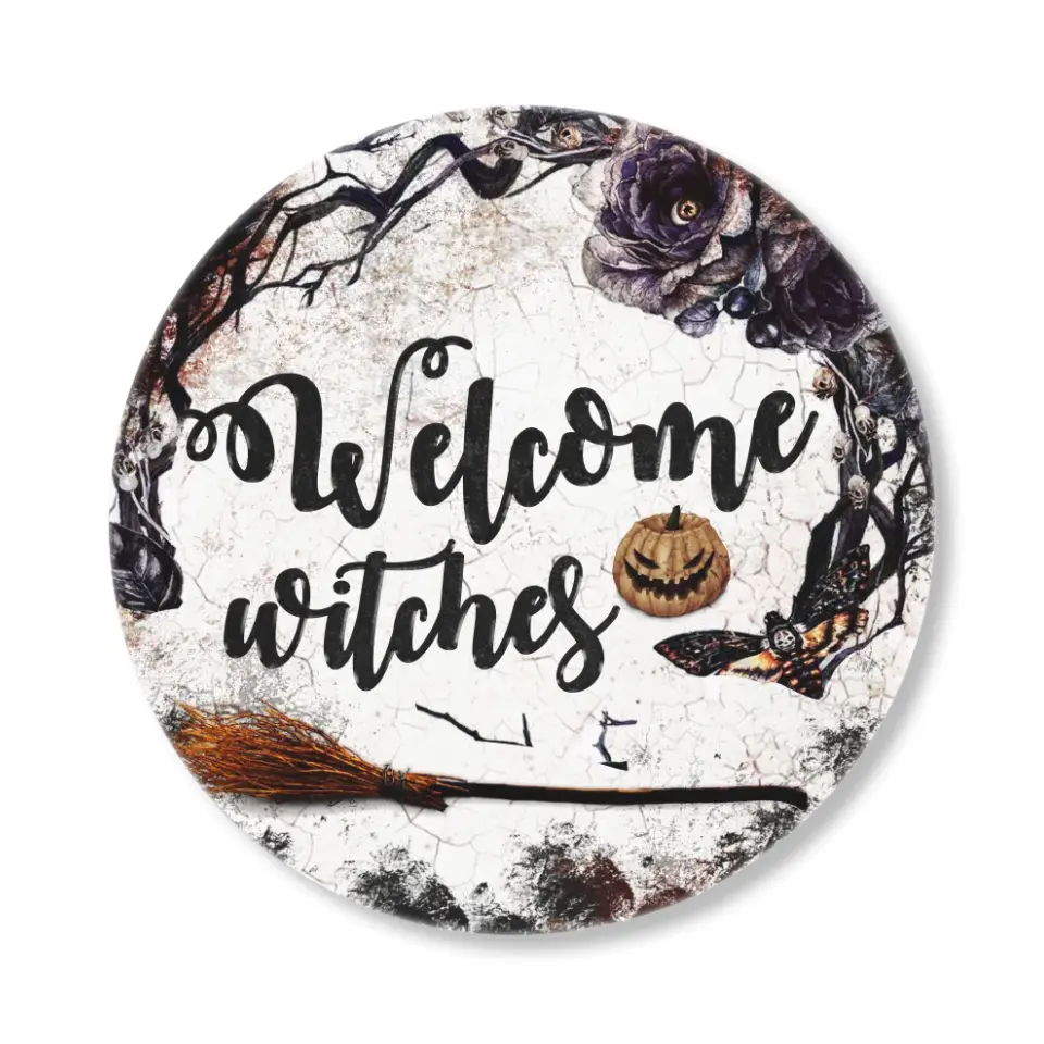 Welcome Witches - Round Wooden Sign - Gift For Witch Lovers Halloween Gifts | 208IHNRW549 - Image 7
