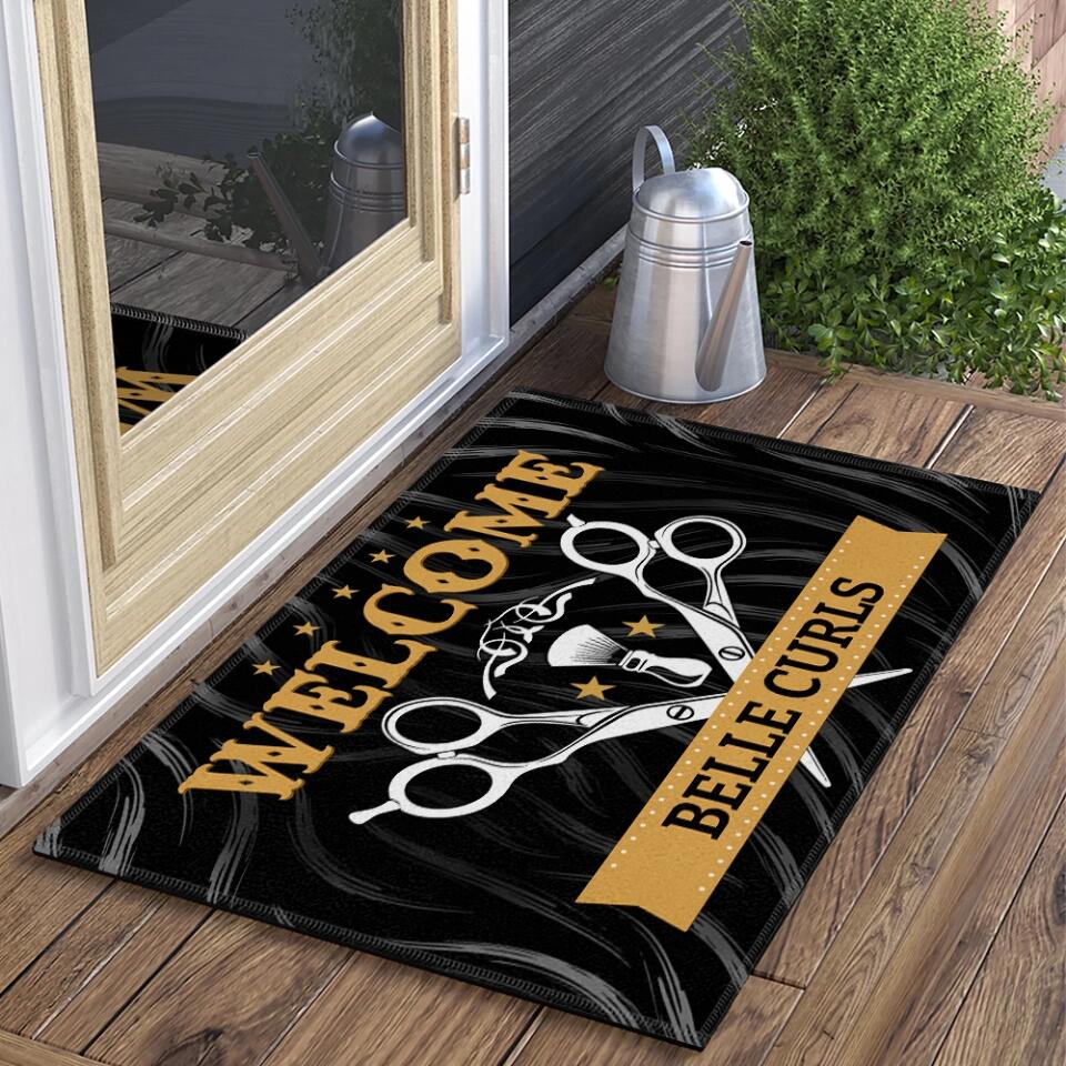 Welcome With Scissors Personalized Doormat - Image 5