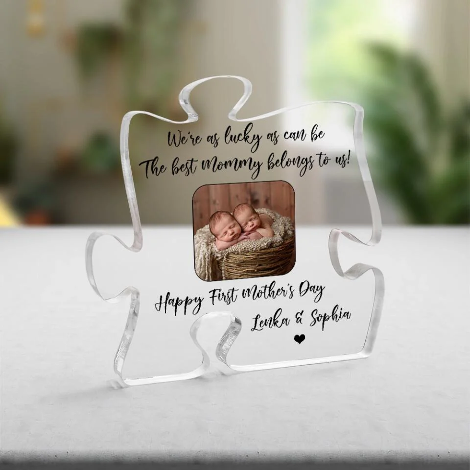 We're as Lucky as Can Be - Personalized Puzzle Acrylic Plaque - Image 4