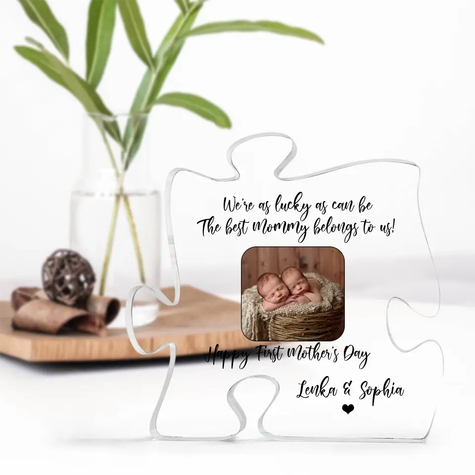 We're as Lucky as Can Be - Personalized Puzzle Acrylic Plaque - Image 5