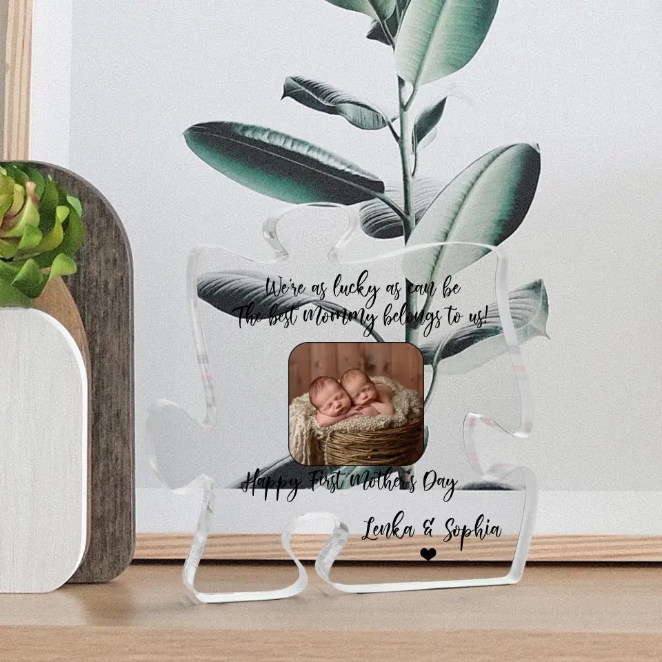 We're as Lucky as Can Be - Personalized Puzzle Acrylic Plaque - Image 6