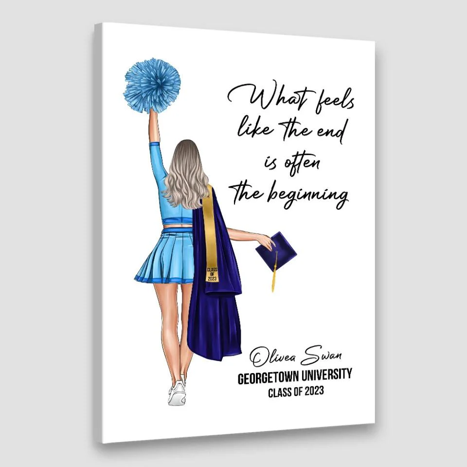 What Feels Like The End Is Often The Beginning - Custom Canvas Poster - Graduation Gift For Cheerleader - Image 4