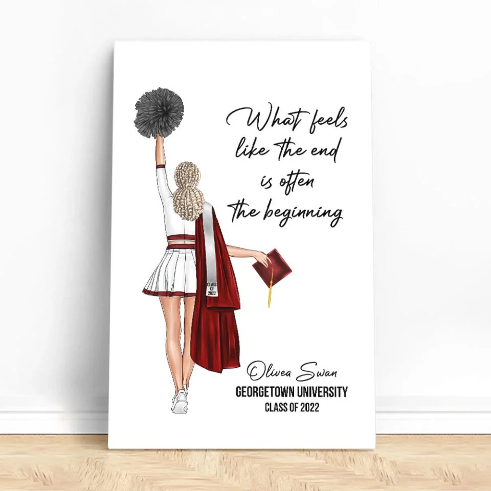 What Feels Like The End Is Often The Beginning - Custom Canvas Poster - Graduation Gift For Cheerleader - Image 5