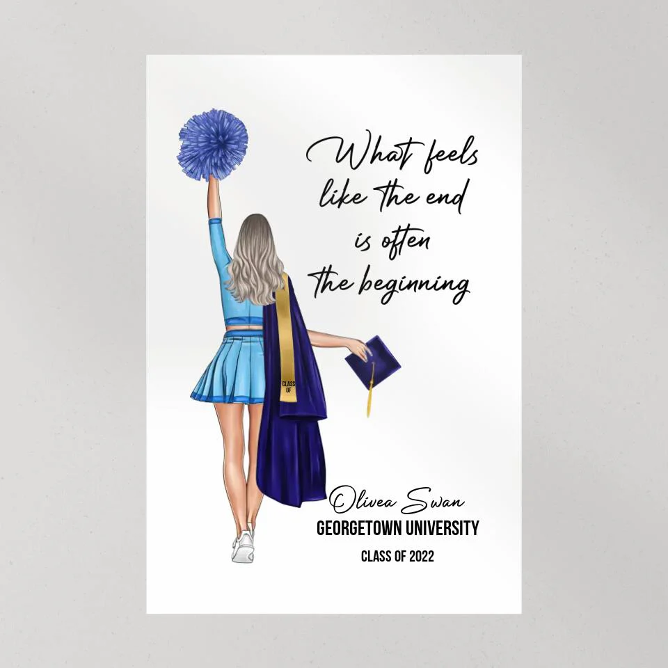 What Feels Like The End Is Often The Beginning - Custom Canvas Poster - Graduation Gift For Cheerleader - Image 7