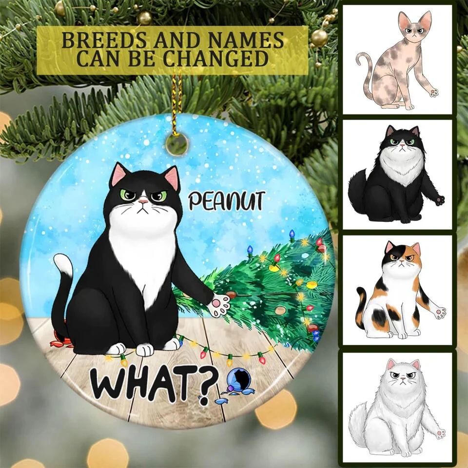 What The Cat Christmas Tree - Personalized Cat Breed Ornament - Image 5