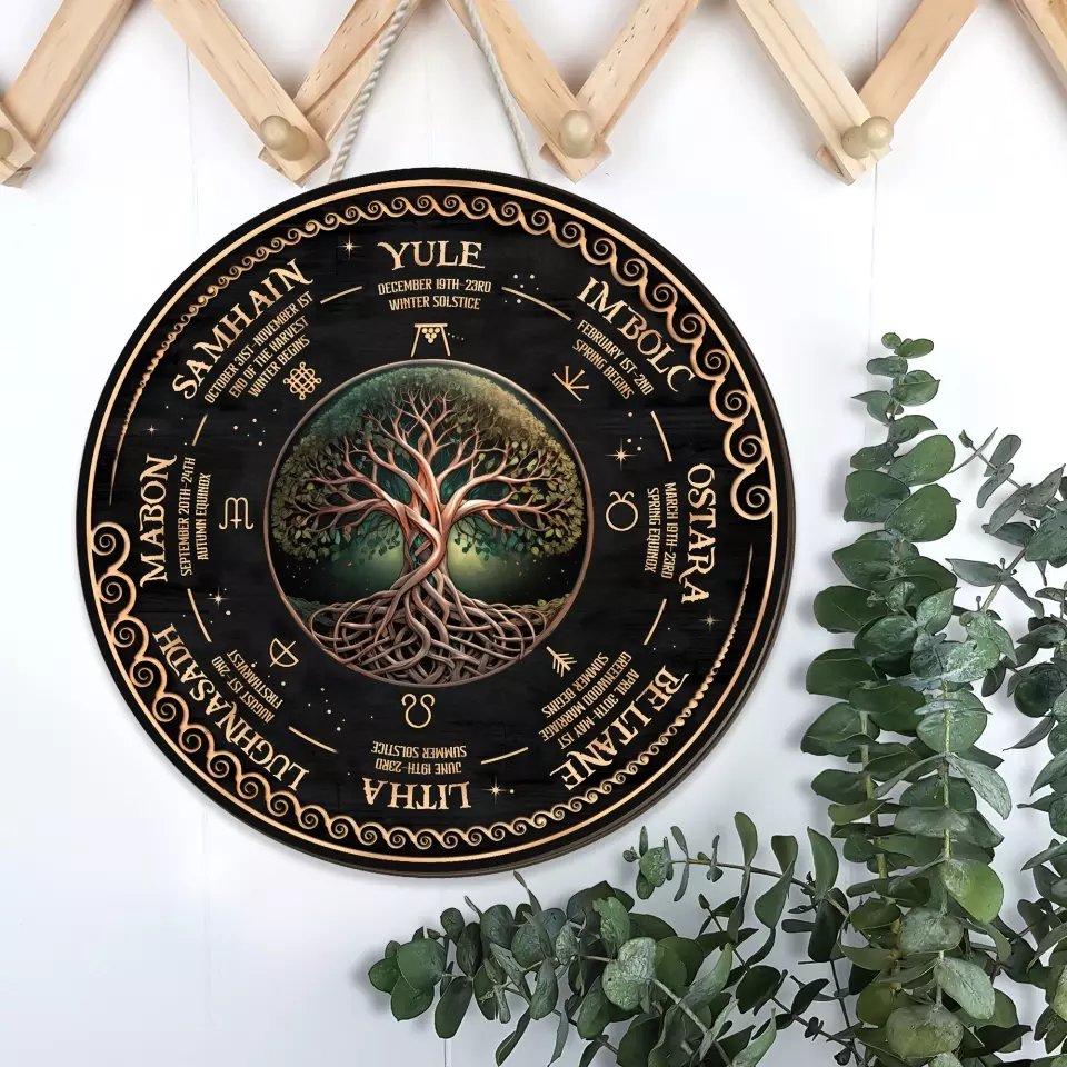 Wheel Year Tree of Life - Round Wooden Sign - For Witch Lovers - Image 3