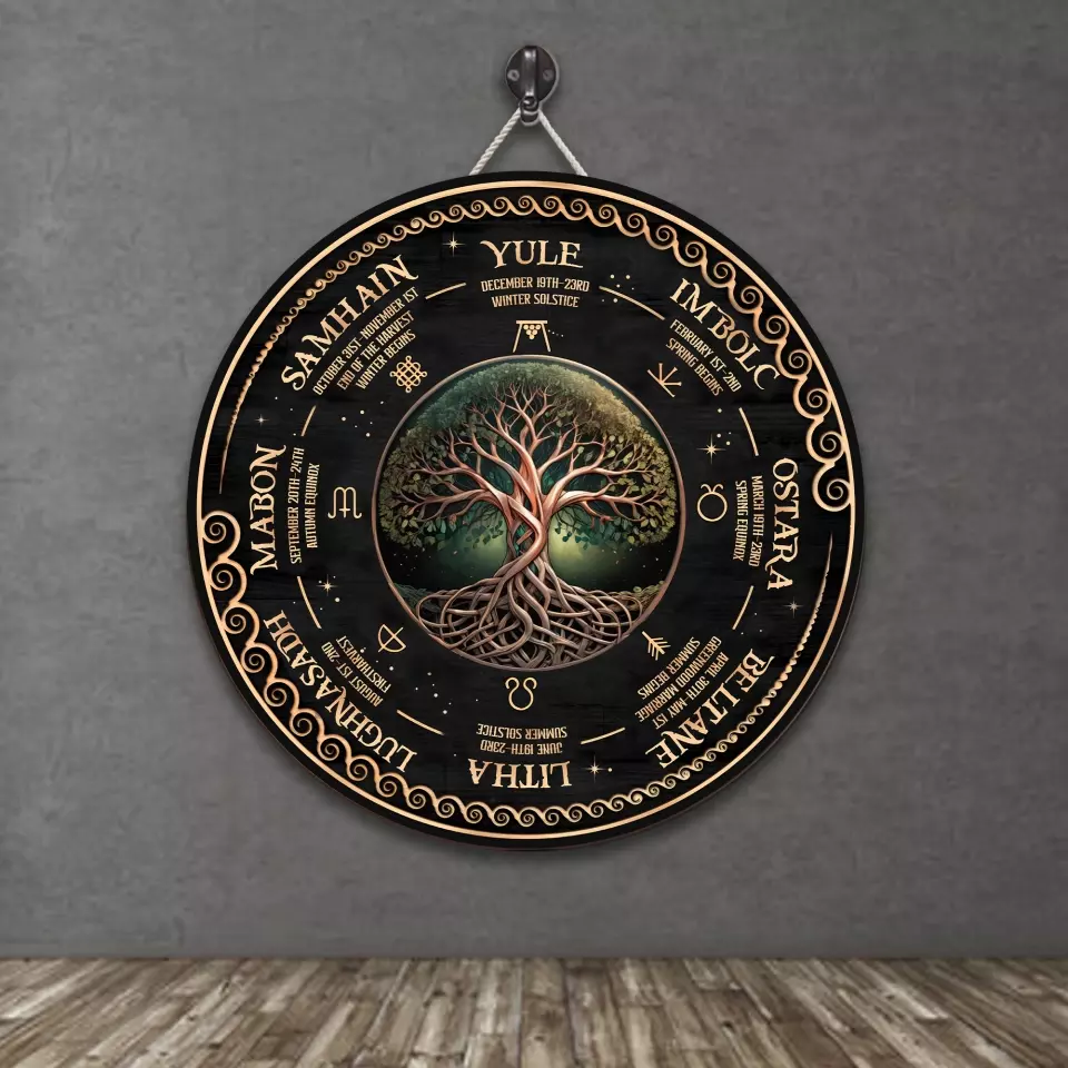 Wheel Year Tree of Life - Round Wooden Sign - For Witch Lovers - Image 4
