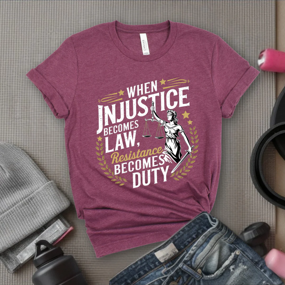 When Injustice Becomes Law Resistance Becomes Duty - Women Empowerment Tshirt - Gift for Strong Women, Feminists - Bella Canvas 3001