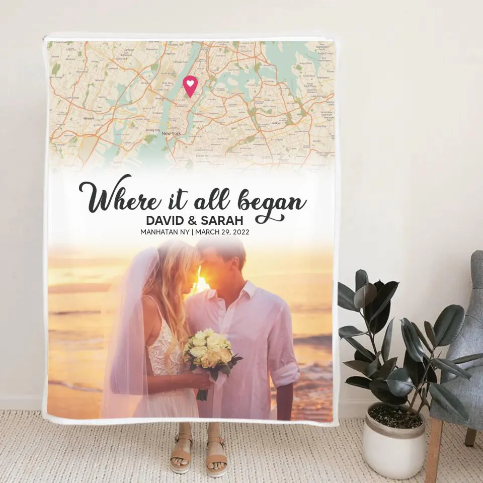 Where It All Began Custom Map and Photo - Personalized Fleece Blanket - Best Gift For Coupel Him Her On Anniversaries - 303IHPBNBL362 - Image 7