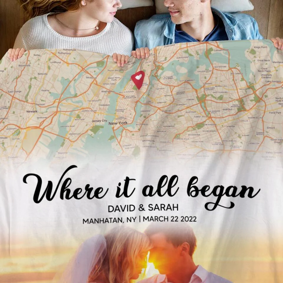 Where It All Began Custom Map and Photo - Personalized Fleece Blanket - Best Gift For Coupel Him Her On Anniversaries - 303IHPBNBL362 - Image 8