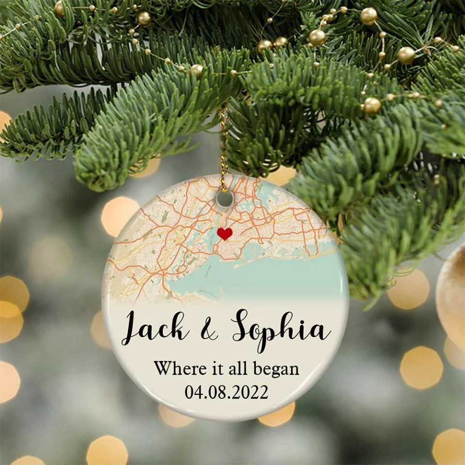 Where It All Began Custom Retro Map - Housewarming Gifts - Custom Ornament - Christmas Gifts - Image 3