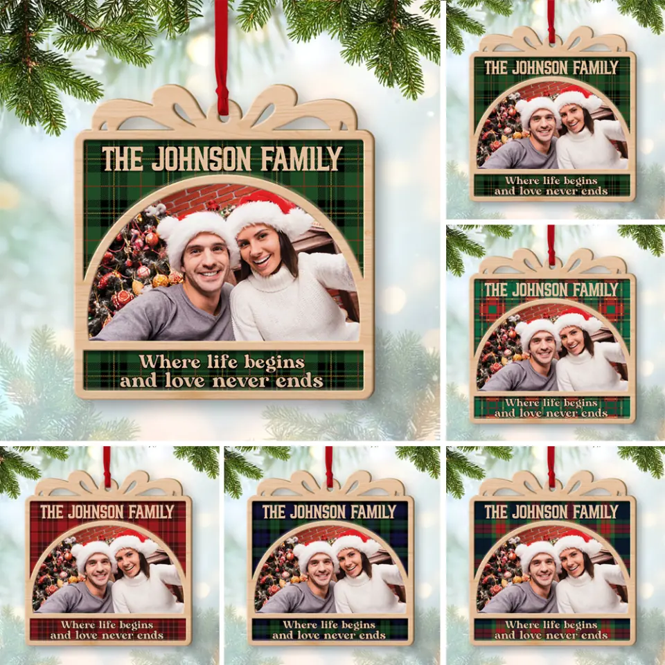 Where Life Begins And Love Never Ends Personalized Wooden Ornament