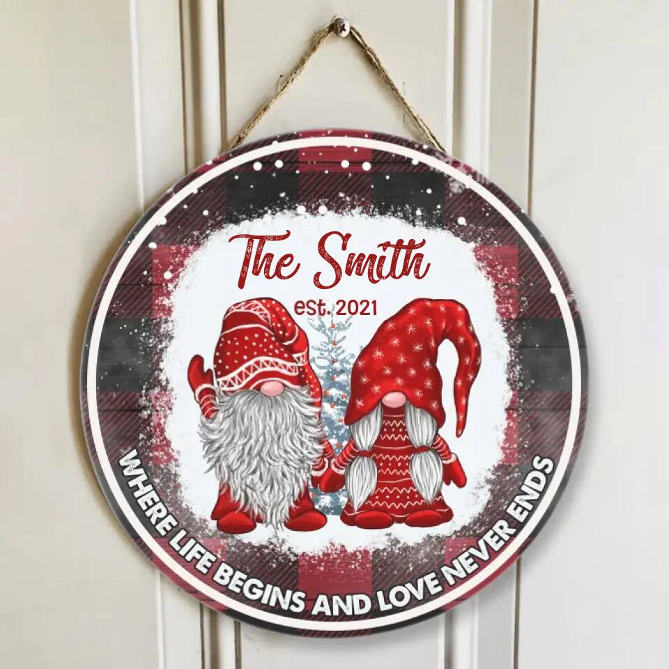 Couple Wooden Sign Where Life Begins and Love Never Ends - Personalized Wooden Sign - Christmas Gift for Couple or Family - Image 3