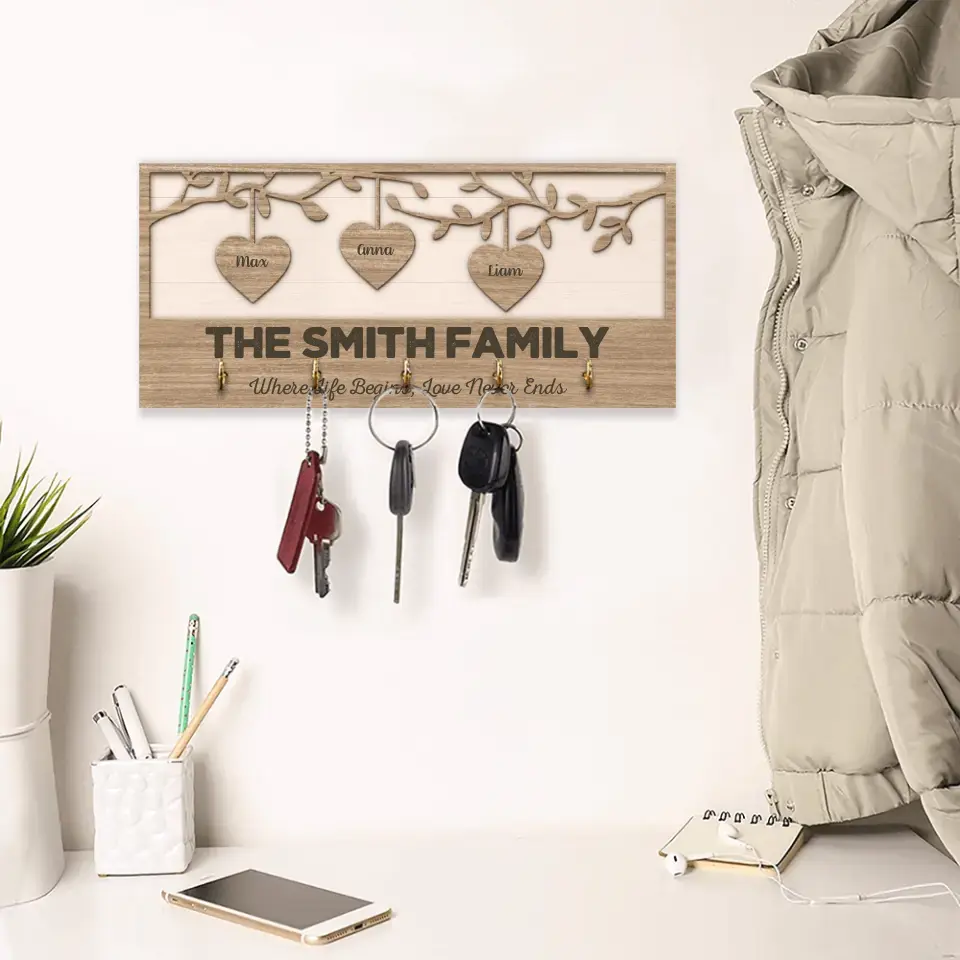 Where Life Begins Love Never Ends - Housewarming Gifts - Custom Key Holder - Anniversary Gifts - Image 3
