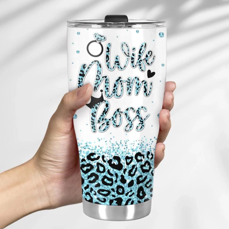 Wife Mom Boss Vintage Retro Style - Personalized Curved Tumbler - Image 4