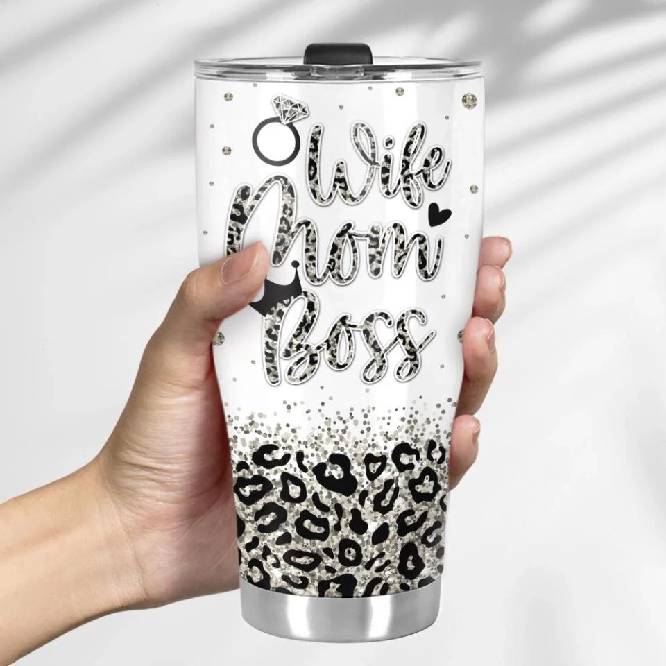 Wife Mom Boss Vintage Retro Style - Personalized Curved Tumbler - Image 7