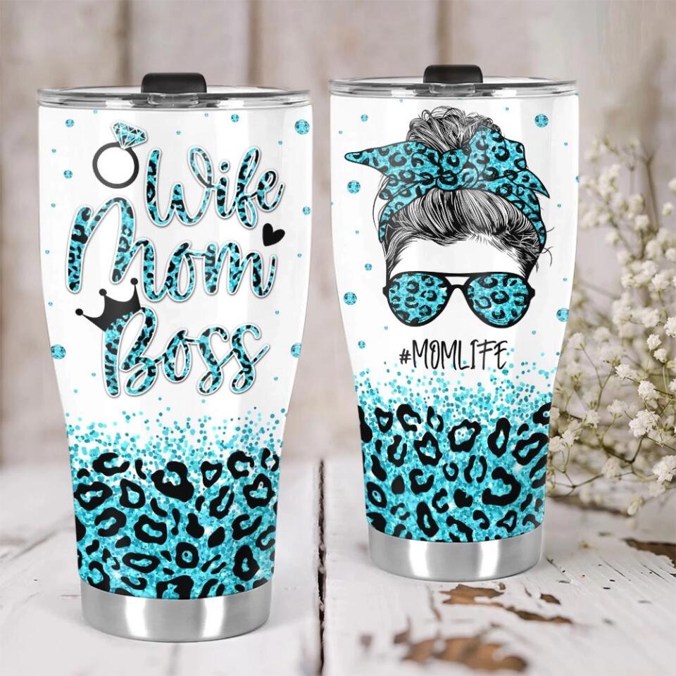 Wife Mom Boss Vintage Retro Style - Personalized Curved Tumbler - Image 9