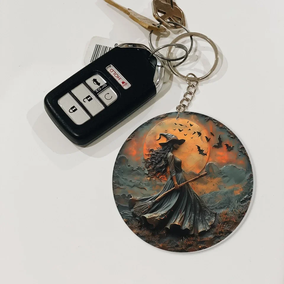 Witch & Broom Magic Keychain - Acrylic Keychain - Gift For Witch - Halloween Gifts - Image 3