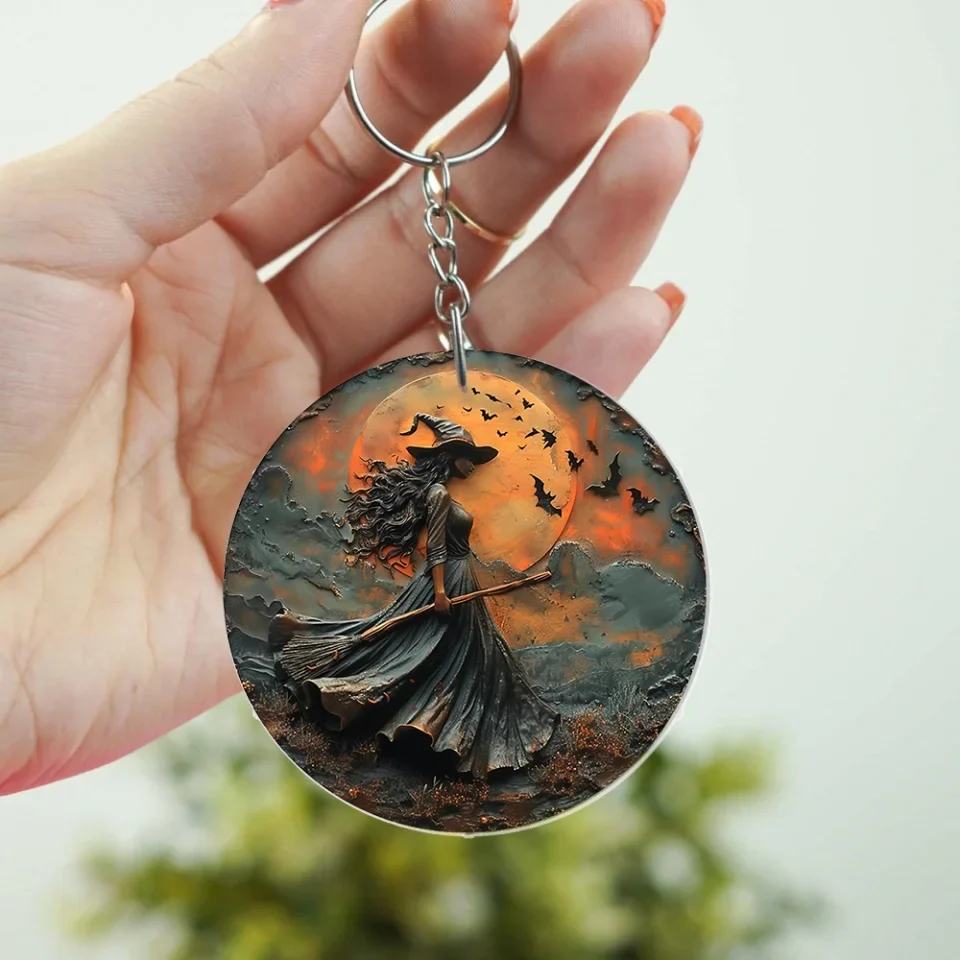 Witch & Broom Magic Keychain - Acrylic Keychain - Gift For Witch - Halloween Gifts - Image 5