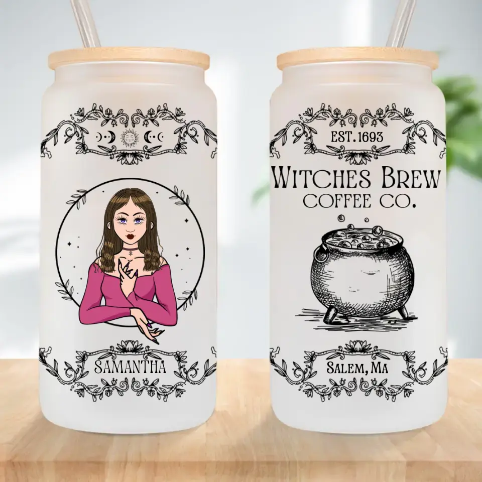 Witches Brew Coffee Co - Personalized Frosted Glass Can - Witch Gift - Image 2