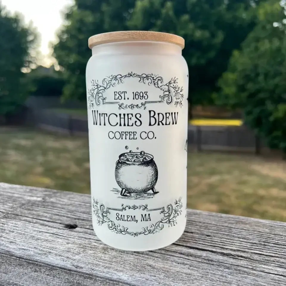Witches Brew Coffee Co - Personalized Frosted Glass Can - Witch Gift - Image 3
