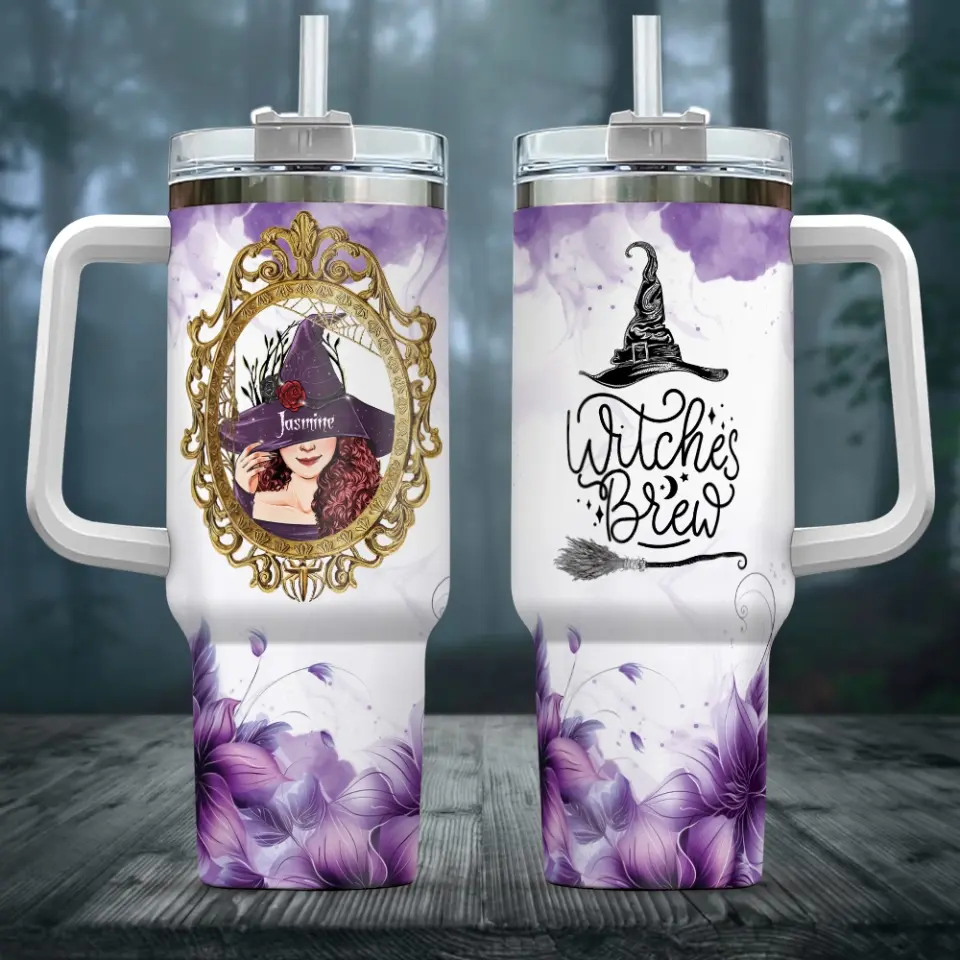 Witches Brew - Personalized Witchy Woman - 40oz Tumbler with Handle - Halloween Gift for Witch Lovers - Image 2