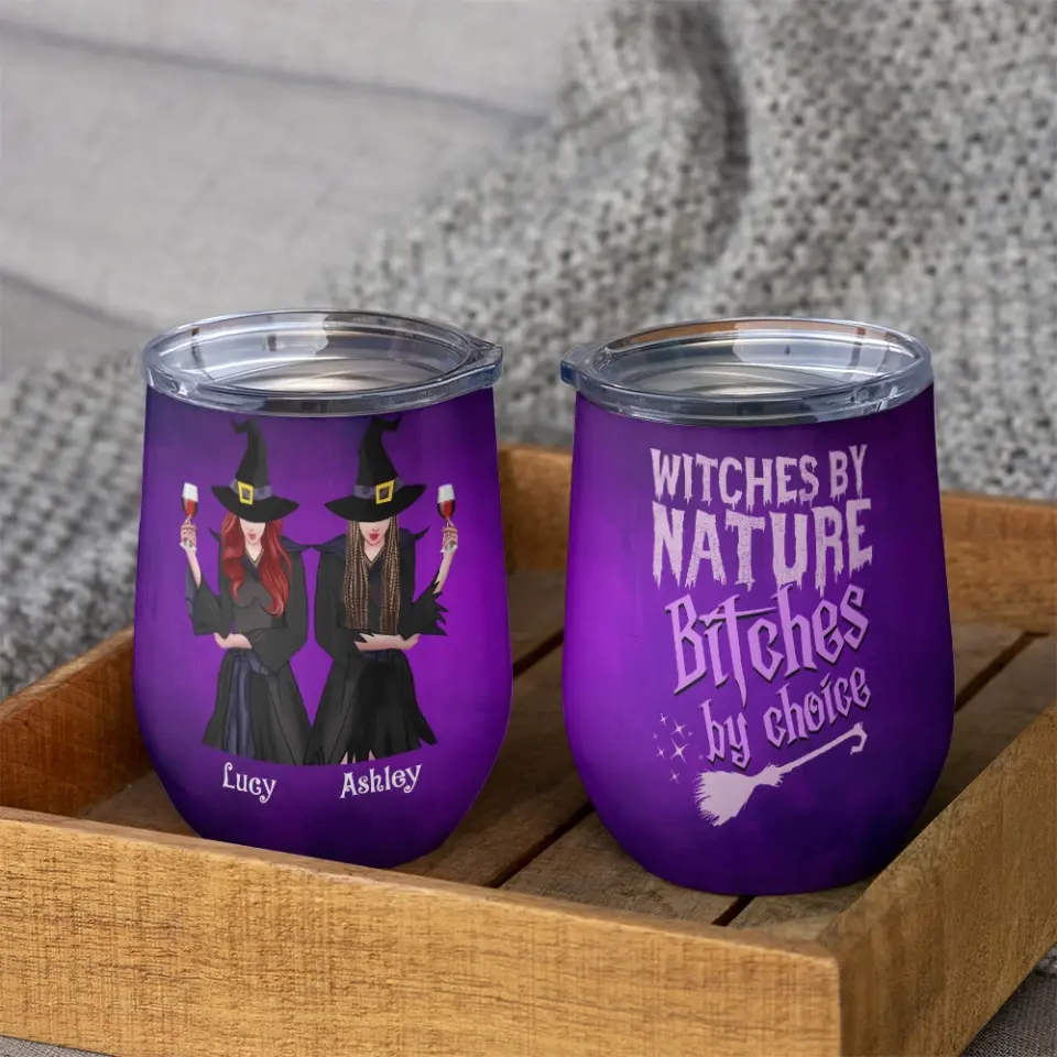 Witches By Natural - Personalized Wine Tumbler - Halloween Gift for Witch Lovers - Image 5