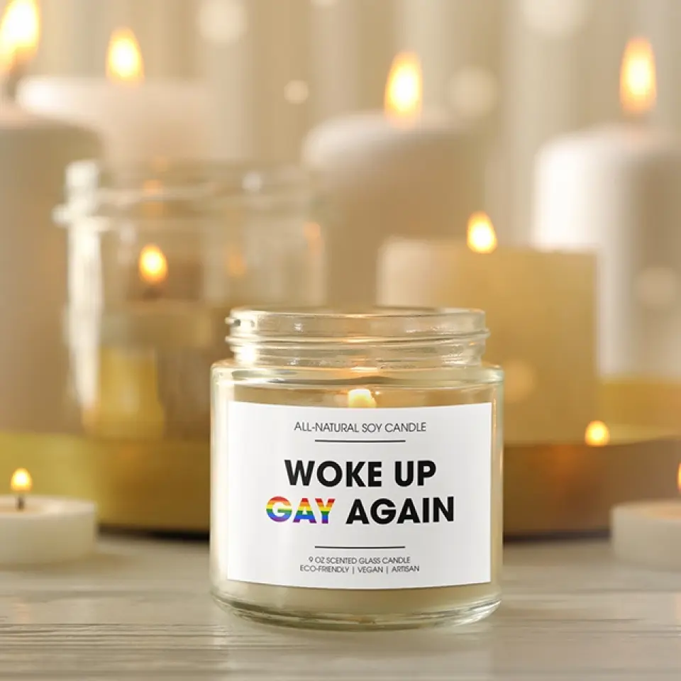 Woke Up Gay Again - Personalized Scented Candle - Image 6