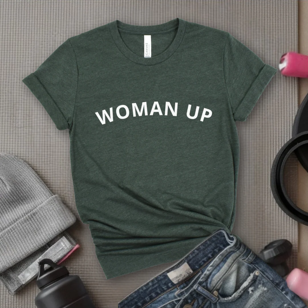Woman Up - Retro Sarcastic T-Shirt - Women Right Shirts - Unisex Jersey Short Sleeve Shirt - Gift for Her - Bella Canvas 3001 - Image 3