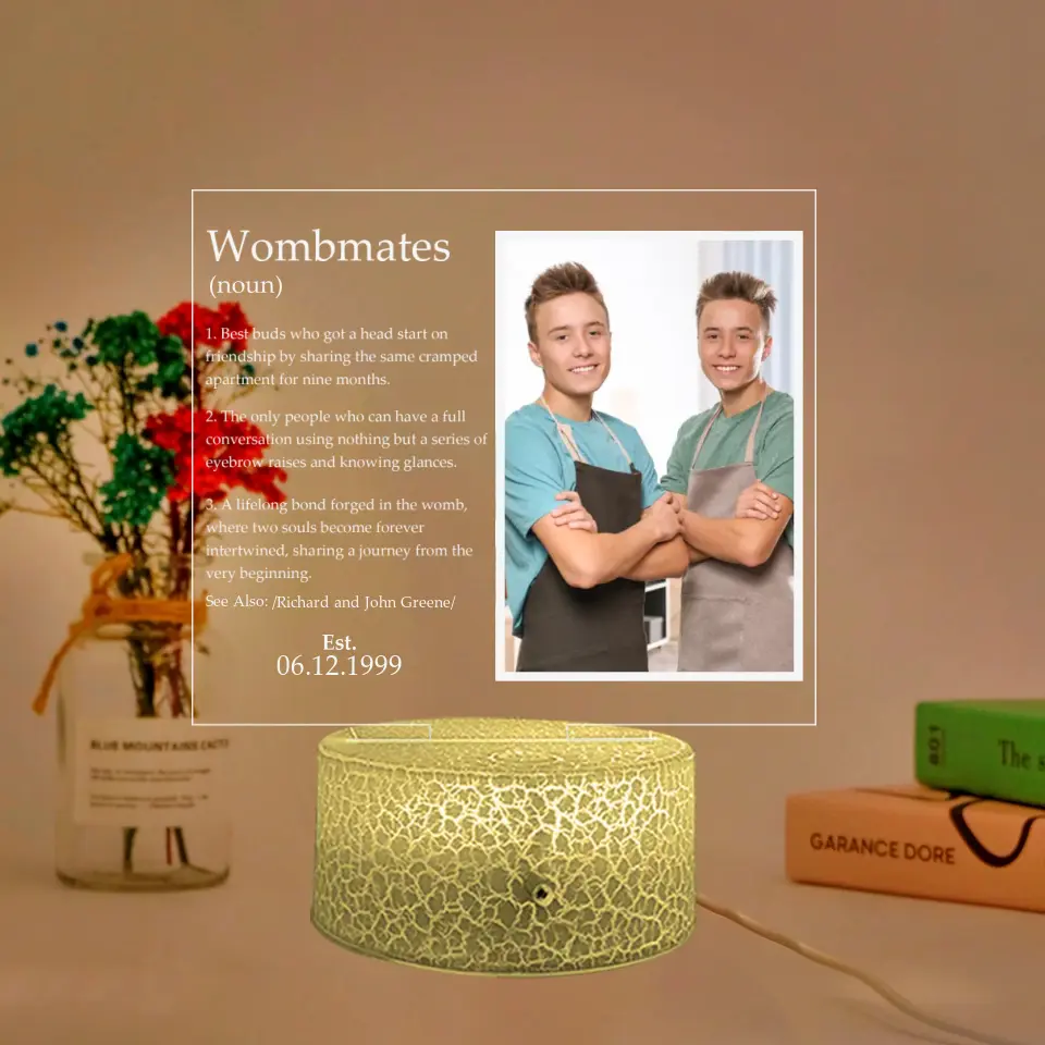 Wombmates, Family Twins, Upload Photo Printed Night Light, Anniversary Gift For Twins | 309IHPLNLL755 - Image 2