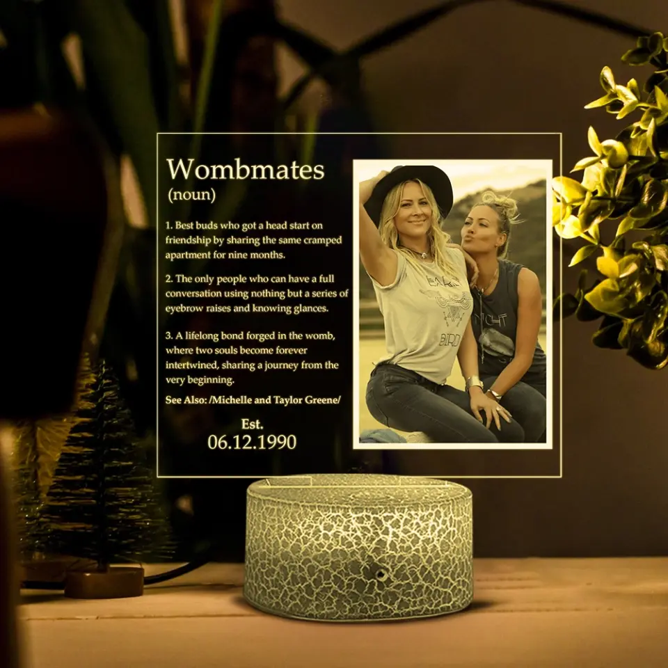 Wombmates, Family Twins, Upload Photo Printed Night Light, Anniversary Gift For Twins | 309IHPLNLL755 - Image 3