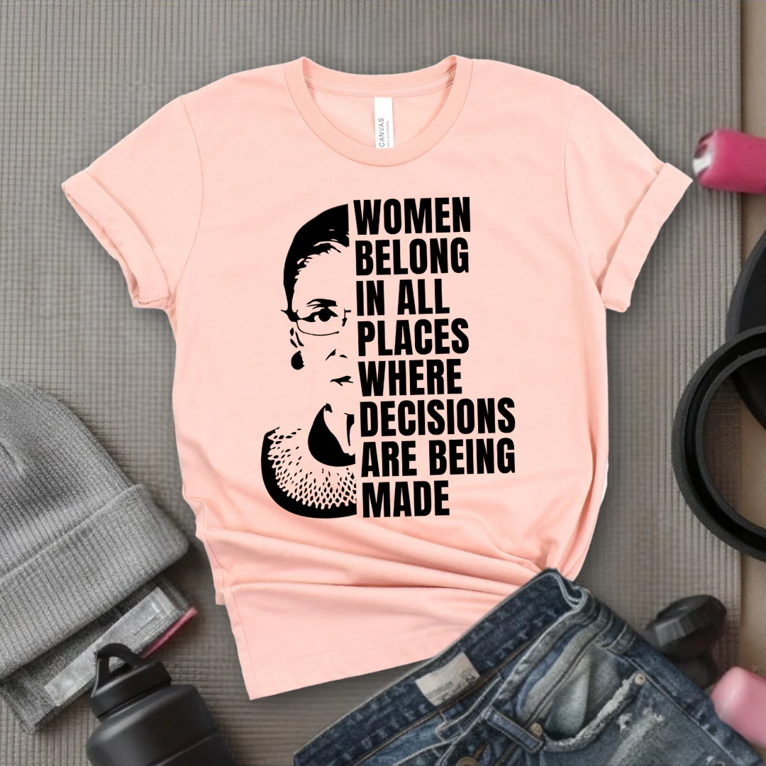 Women Belong In All Places Tshirt - Feminist Women Empowerment Shirt - Unisex Jersey Short Sleeve Shirt - Bella Canvas 3001 - Image 2