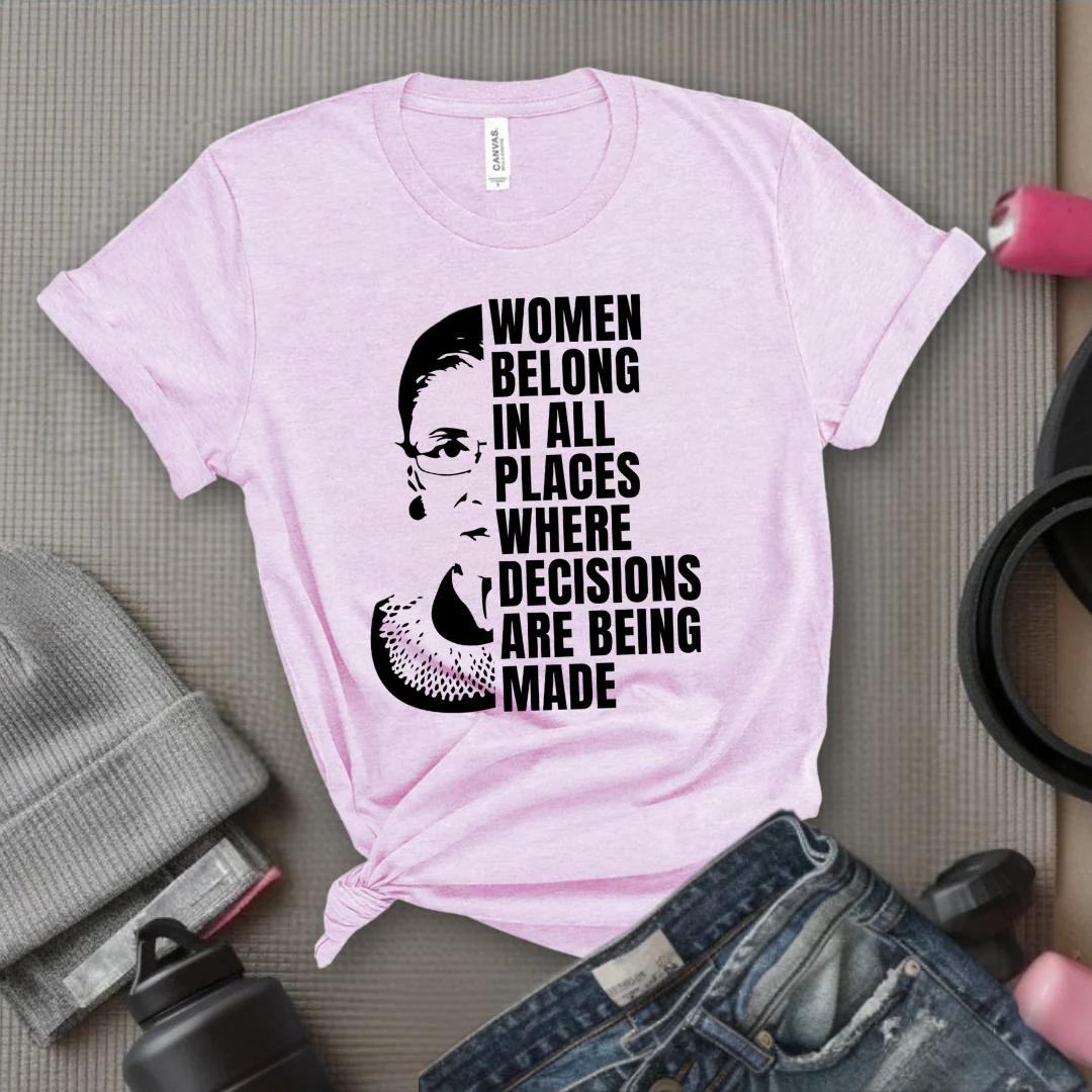 Women Belong In All Places Tshirt - Feminist Women Empowerment Shirt - Unisex Jersey Short Sleeve Shirt - Bella Canvas 3001 - Image 5