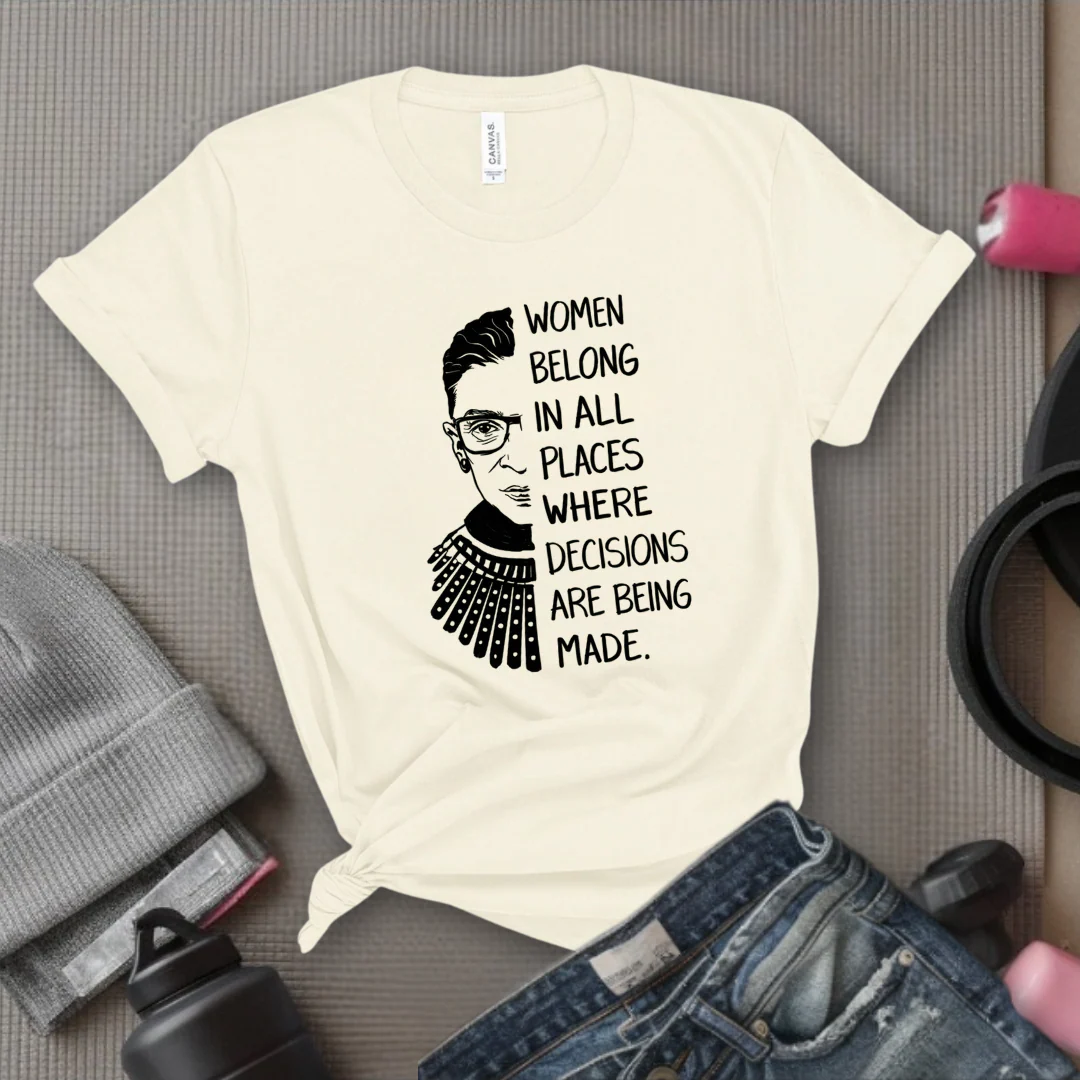 Women Belong In All Places V2 - Women Empowerment Tee - Gift for Her - Bella Canvas 3001 - Image 2